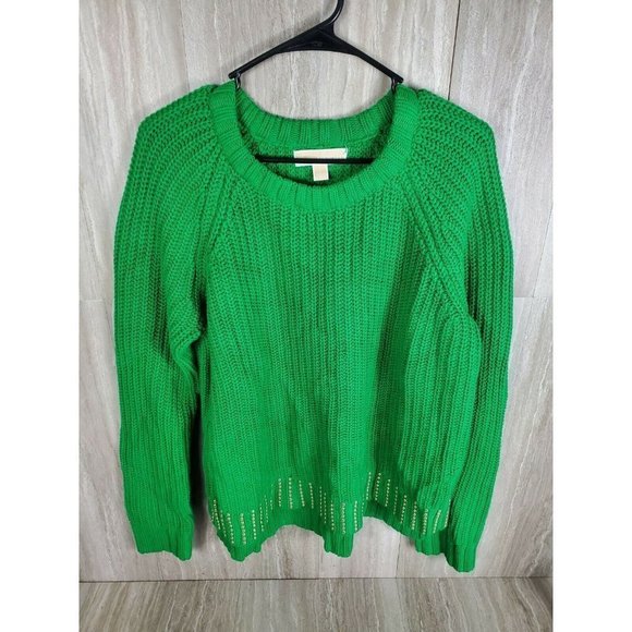 Michael Kors Sweaters - COPY - MICHAEL KORS Gold Stud Detail Dark Green Sweater Knit Top Size Large